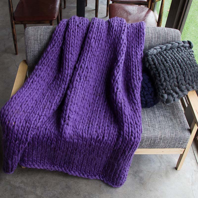 Grofgebreide Plaid Deken 50x50cm Antraciet Decoratief Gebreid Woonaccessoire Warm Zachte Stoeldeken Knit | Sulvida
