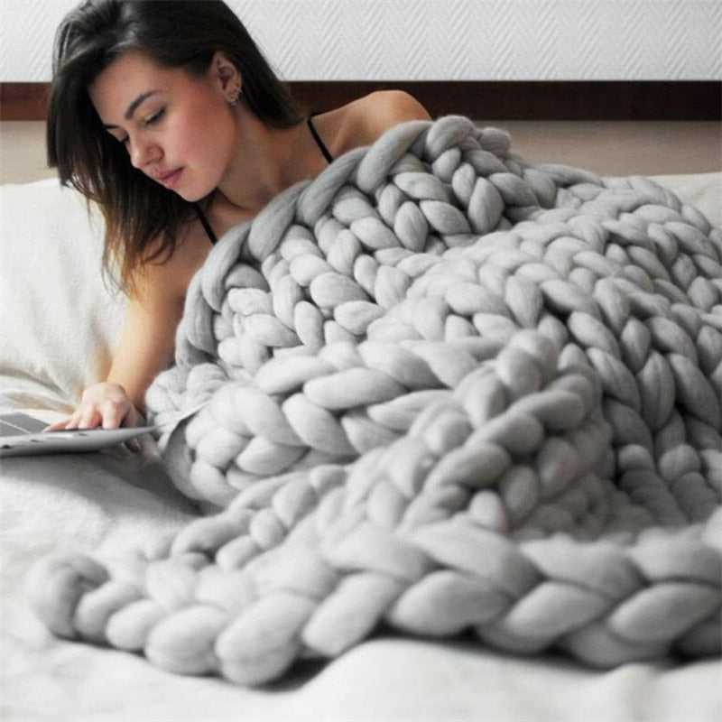 Grofgebreide Plaid Deken 50x50cm Antraciet Decoratief Gebreid Woonaccessoire Warm Zachte Stoeldeken Knit | Sulvida