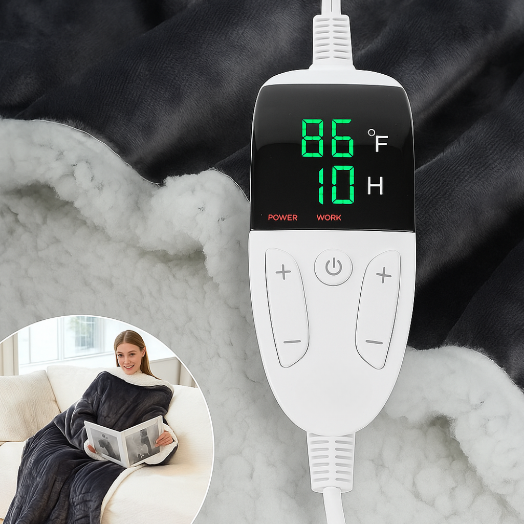 Verwarmde Deken met Mouwen Fleece Sherpa Draagbaar Elektrisch Verwarmingsstanden Zachte Knuffeldeken | Sulvida