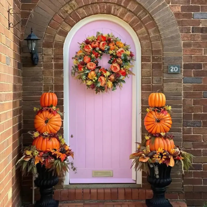 Couronne d’automne avec citrouille 40 cm – Couronne décorative haut de gamme Décoration d’automne pour porte intérieure et extérieure | Sulvida