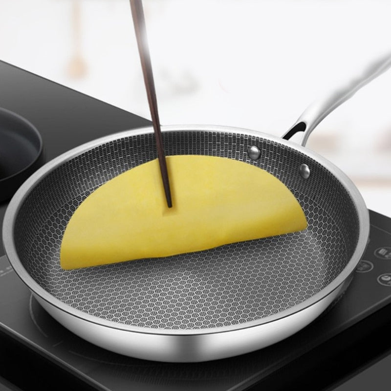 Professionele Koekenpan 28cm RVS Antiaanbaklaag Inductie Vaatwasser Energiezuinig Duurzaam Koken Keuken | Sulvida