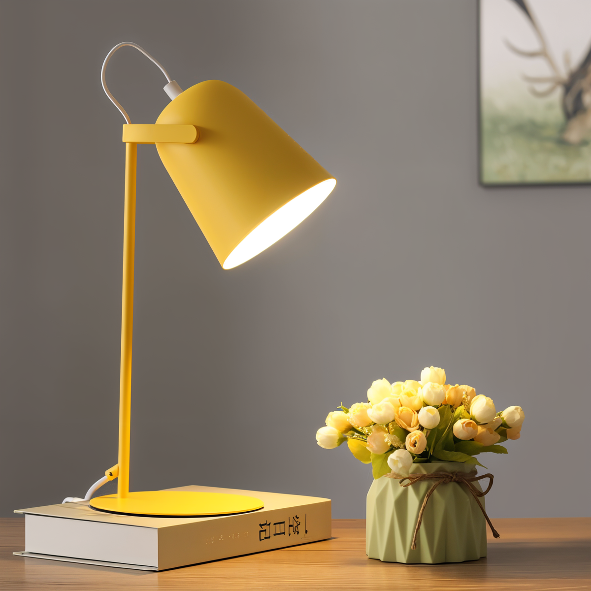 Moderne Tafellamp met Verstelbare Kap Roze Geel Groen Wit Zwart Grijs Metaal Leeslamp Bureaulamp Nordic | Sulvida
