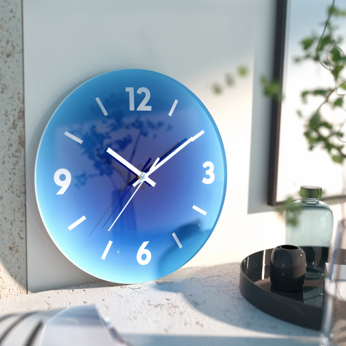 Horloge murale ronde en verre, silencieuse, à dégradé de couleurs, diamètre 30 cm ou 35 cm, design moderne pour salon et bureau | Sulvida