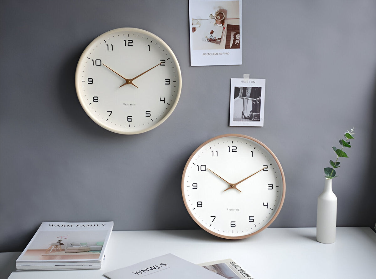 Wandklok Scandinavisch Hout 30cm Stille Uurwerk Moderne Keukenklok Minimalistisch Design Natuurlijke Houtlook | Sulvida