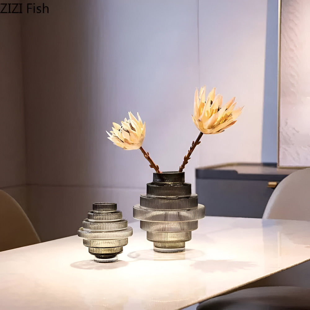 Glazen Vaas Amber 17-32cm Decoratieve Woonkamer Tafeldecoratie Modern Design Kunstwerk Bloemvaas Honing Ambertinten | Sulvida