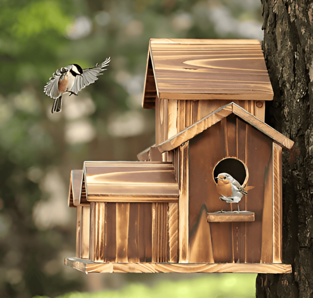 Vogelhuisje Hout Weerbestendig 20x14x15 cm Natuurlijk Nestkastje Tuin Balkon Terras Ophangbaar Decoratief | Sulvida