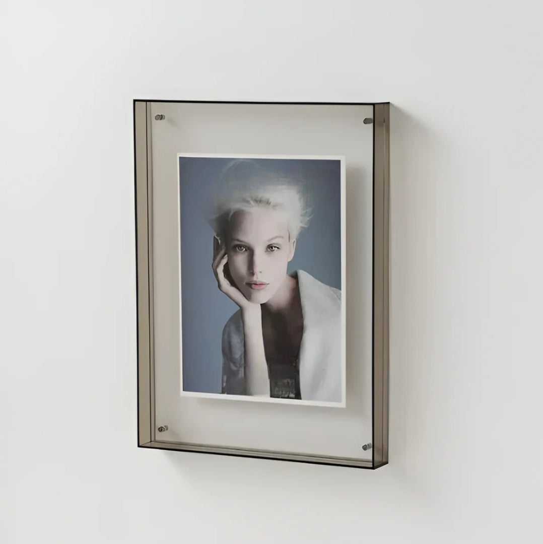 Zwevende fotolijst acryl transparant staand wandmontage minimalistisch design bureau plank moderne woonkamer | Sulvida