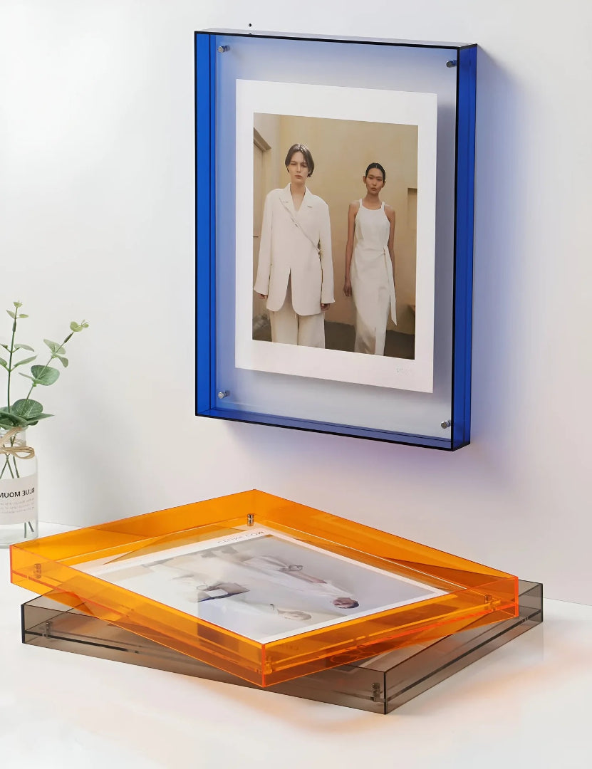 Zwevende fotolijst acryl transparant staand wandmontage minimalistisch design bureau plank moderne woonkamer | Sulvida