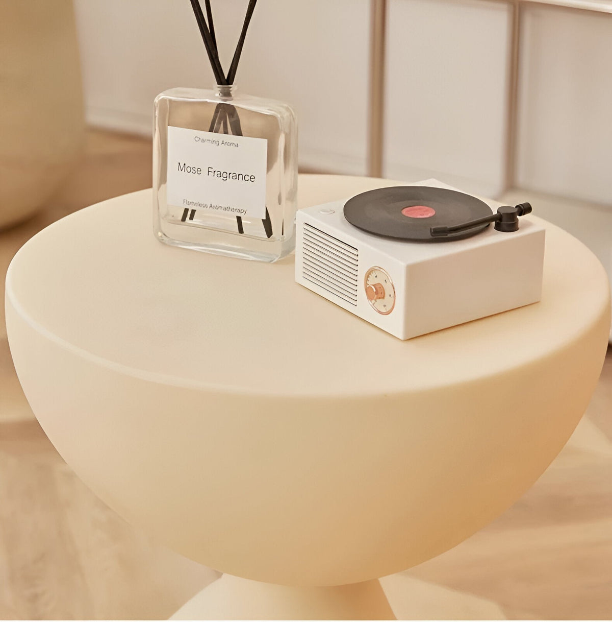 Ronde bijzettafel kunststof 37x41 cm compacte salontafel diverse kleuren voor woonkamer interieur modern | Sulvida