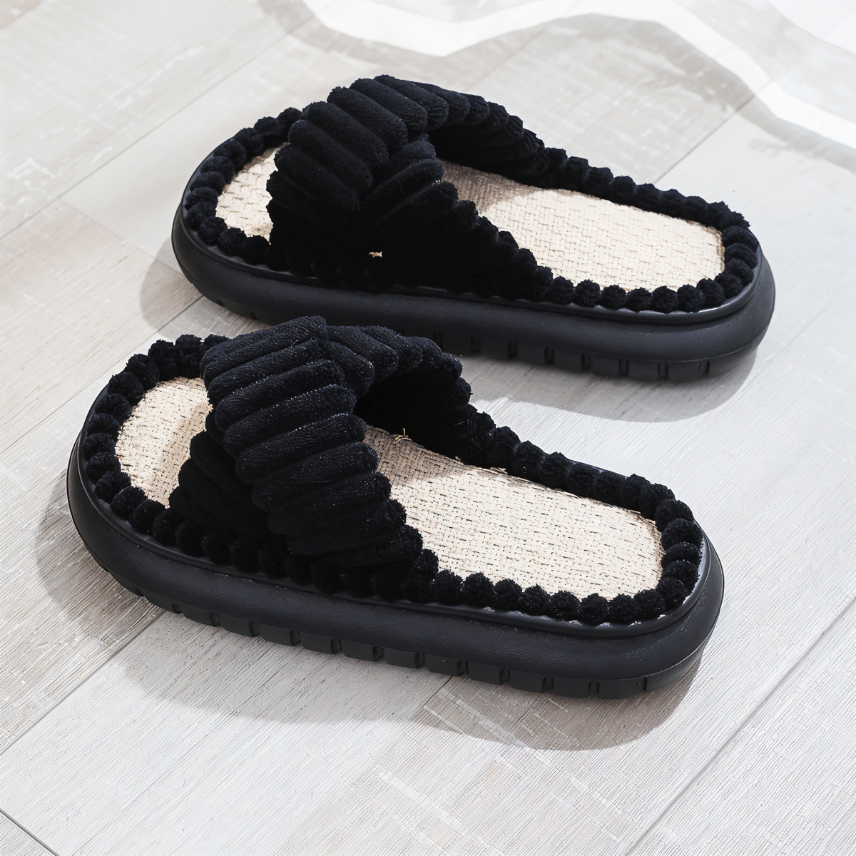 Kruisband Pantoffels met Fleecevoering Dames & Heren Winterslippers Huis Warm Binnenschoenen Antislip Comfort | Sulvida