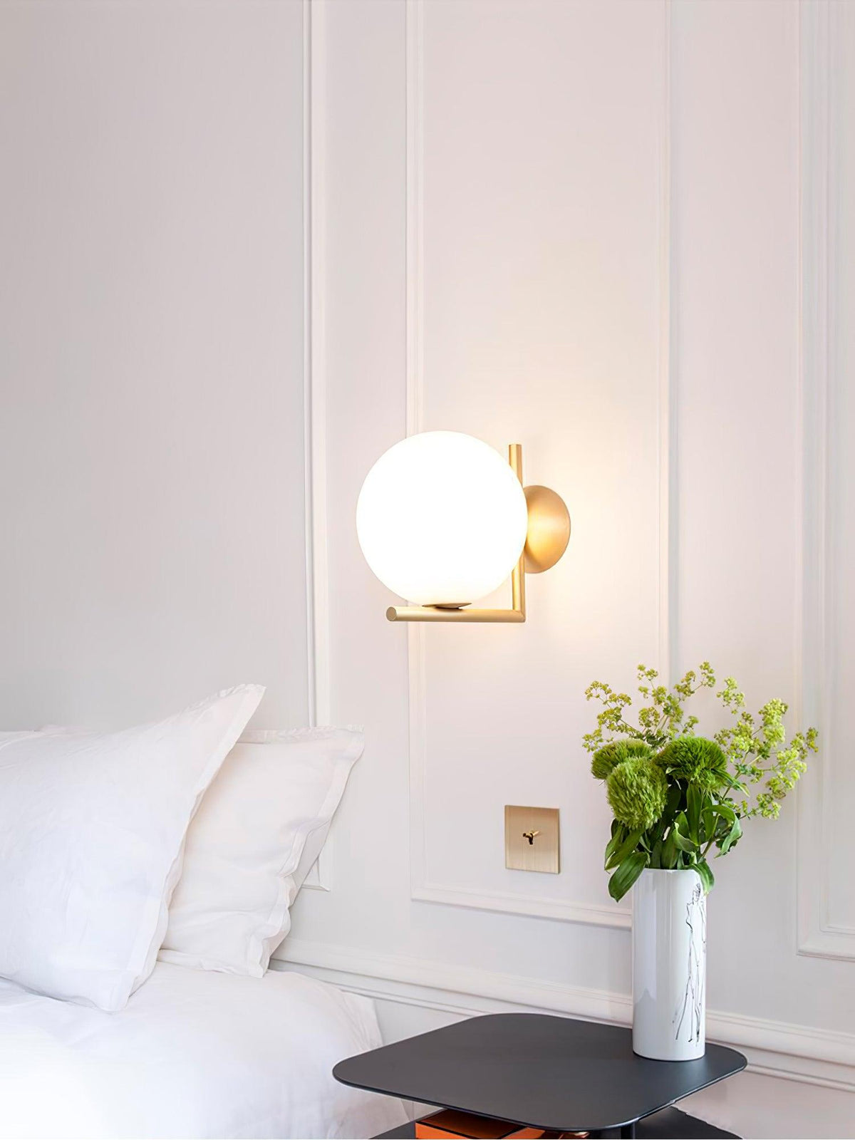 Wandlamp Geblazen Opaalglas Minimalistisch Goudkleurig Zwart Fitting E27 Modern Design Woonkamer Slaapkamer | Sulvida