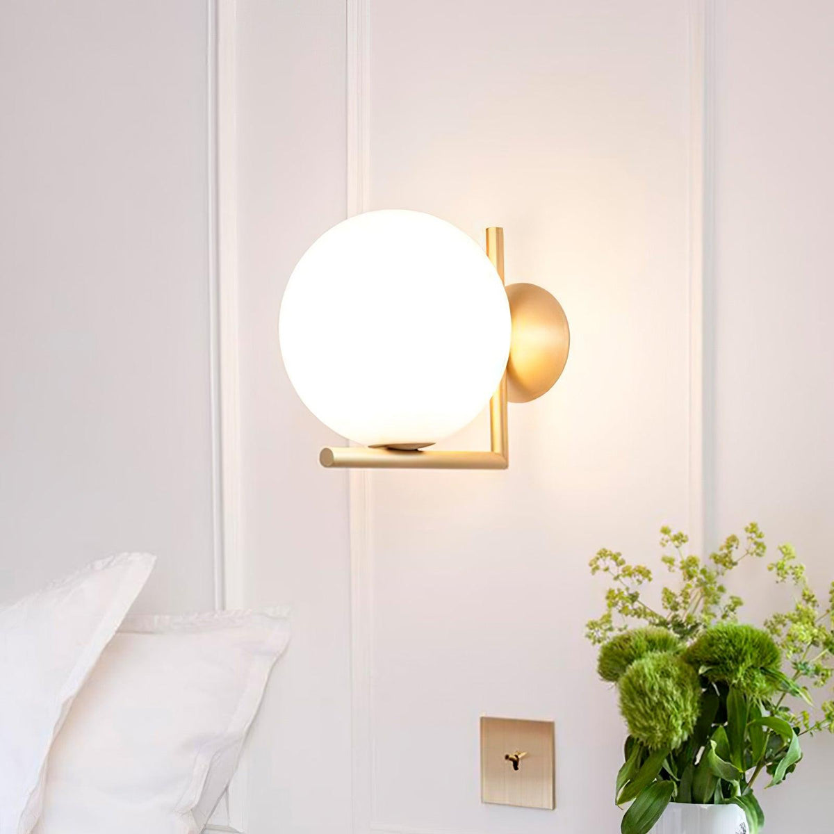 Wandlamp Geblazen Opaalglas Minimalistisch Goudkleurig Zwart Fitting E27 Modern Design Woonkamer Slaapkamer | Sulvida