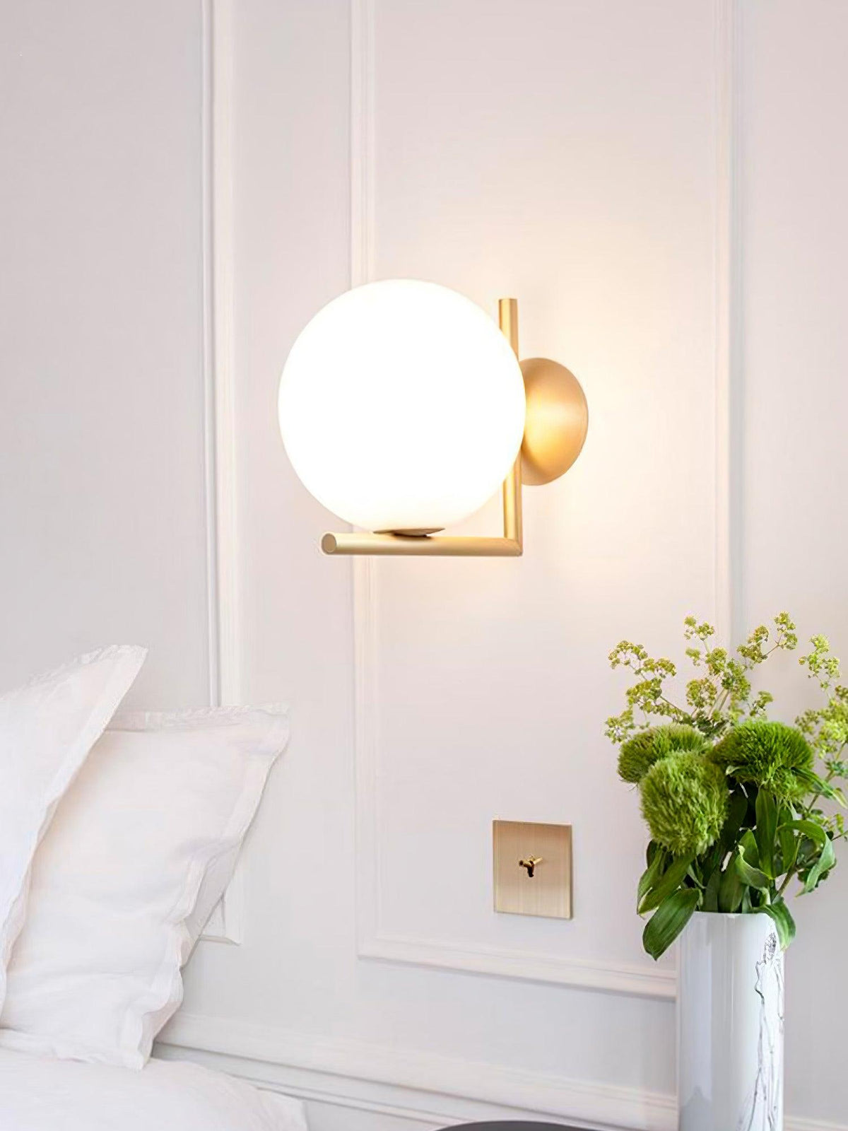 Wandlamp Geblazen Opaalglas Minimalistisch Goudkleurig Zwart Fitting E27 Modern Design Woonkamer Slaapkamer | Sulvida