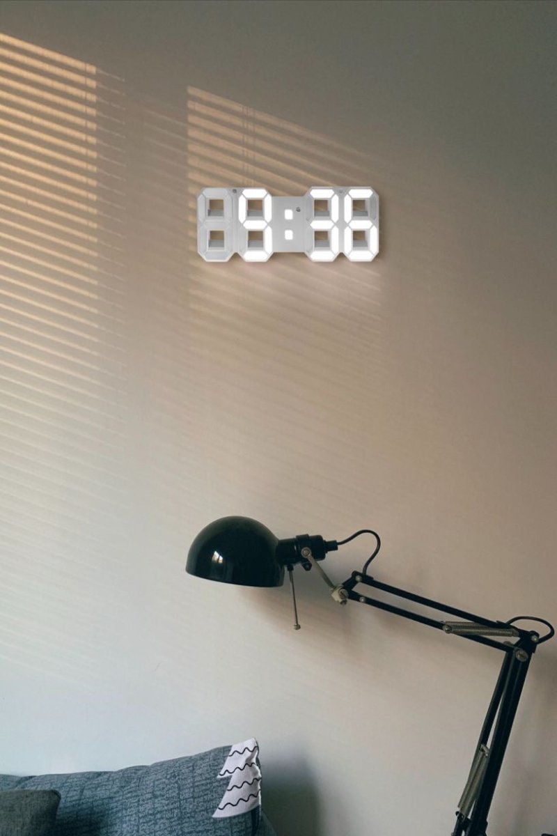 3D LED Wandklok met Dimbare Verlichting Modern Design Tijdsweergave Interieurverlichting Kantoor Woonkamer | Sulvida