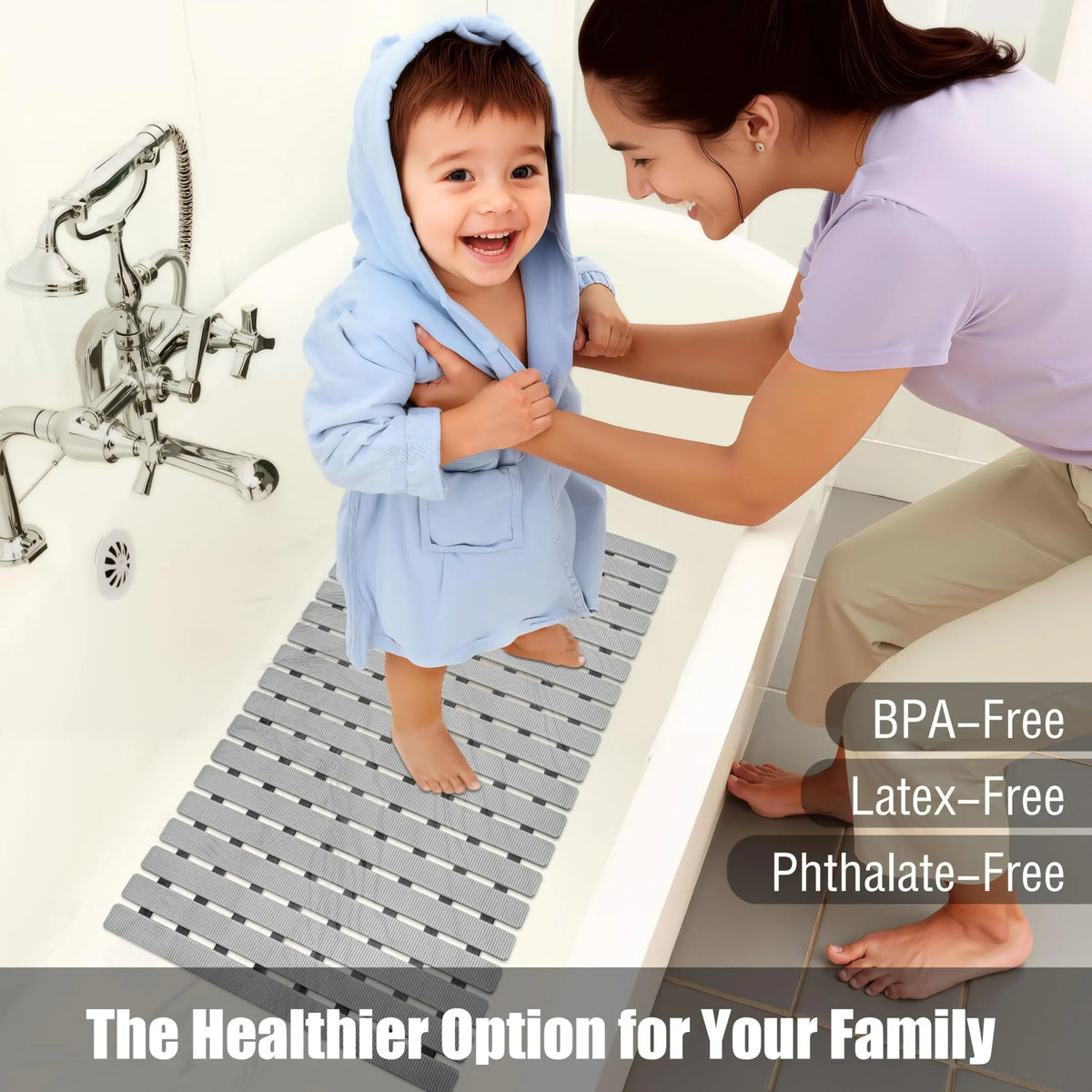 Antislip Badmat Siliconen met Zuignappen 40×63 cm Veilige Douchemat voor Badkamer Douchecabine Vloer | Sulvida