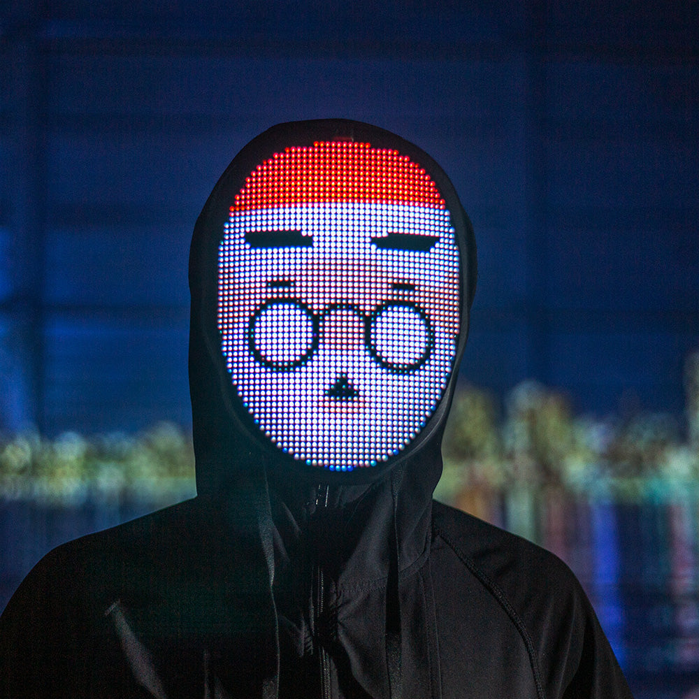 Interactief LED-masker app-bediend met gebaren | Programmeerbaar feestmasker gezichtsanimaties party | Sulvida