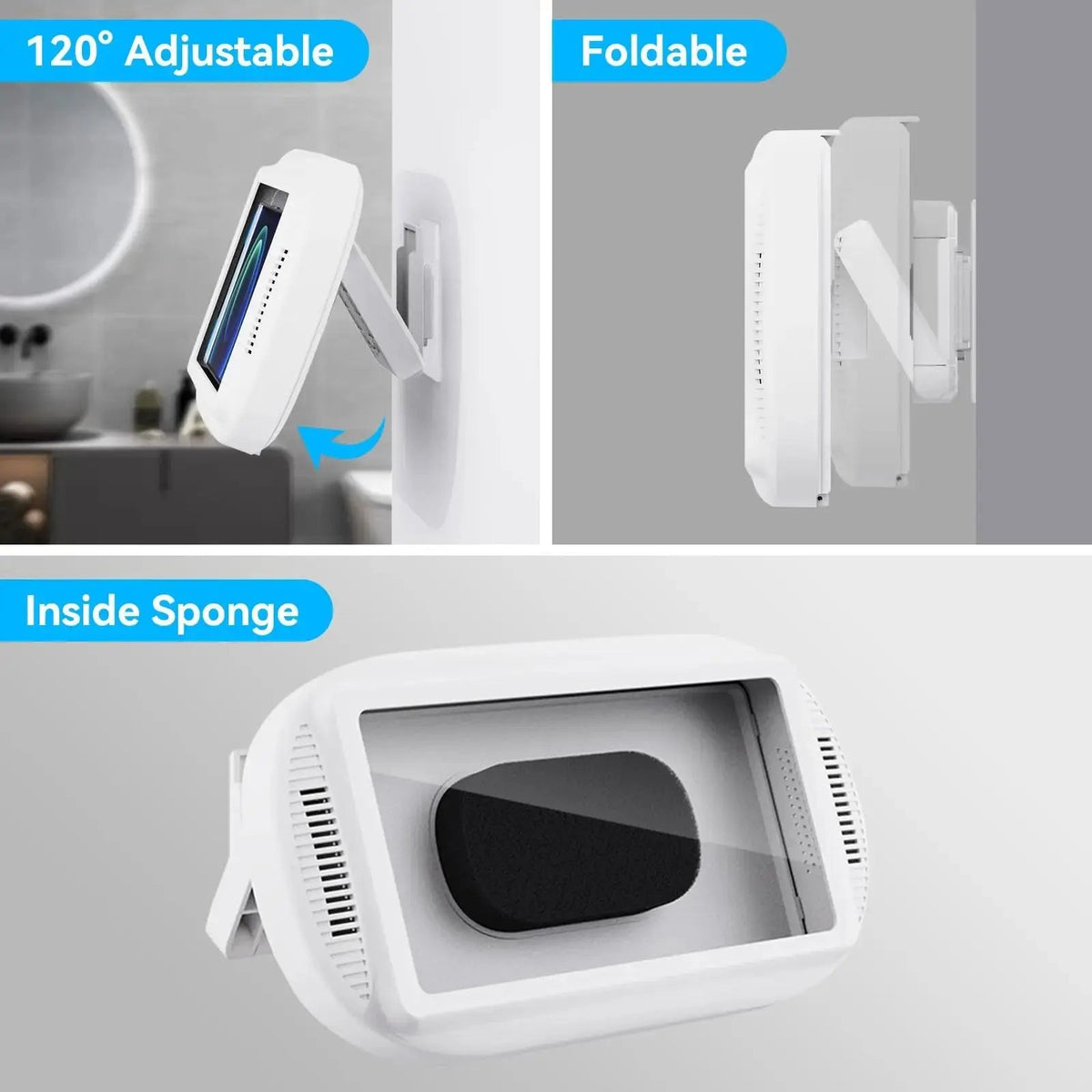 Waterdichte telefoonhouder voor douche met draaibare wandbeugel voor badkamer smartphone houder waterdicht | Sulvida