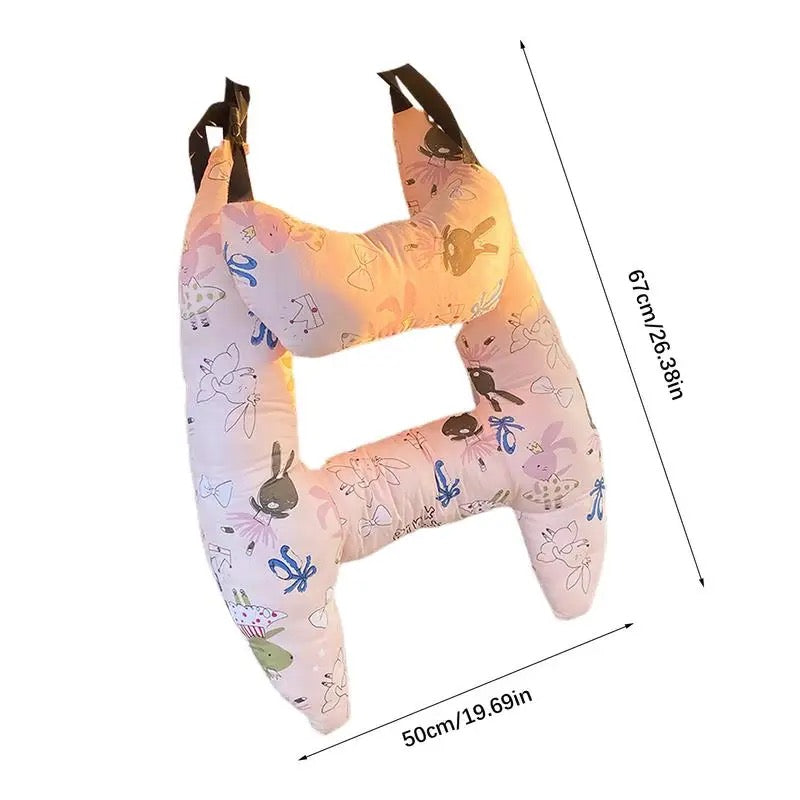 Reiskussen voor kinderen met hoofd- en neksteun voor comfortabele autorit en lange reis 67 × 50 cm grijs | Sulvida