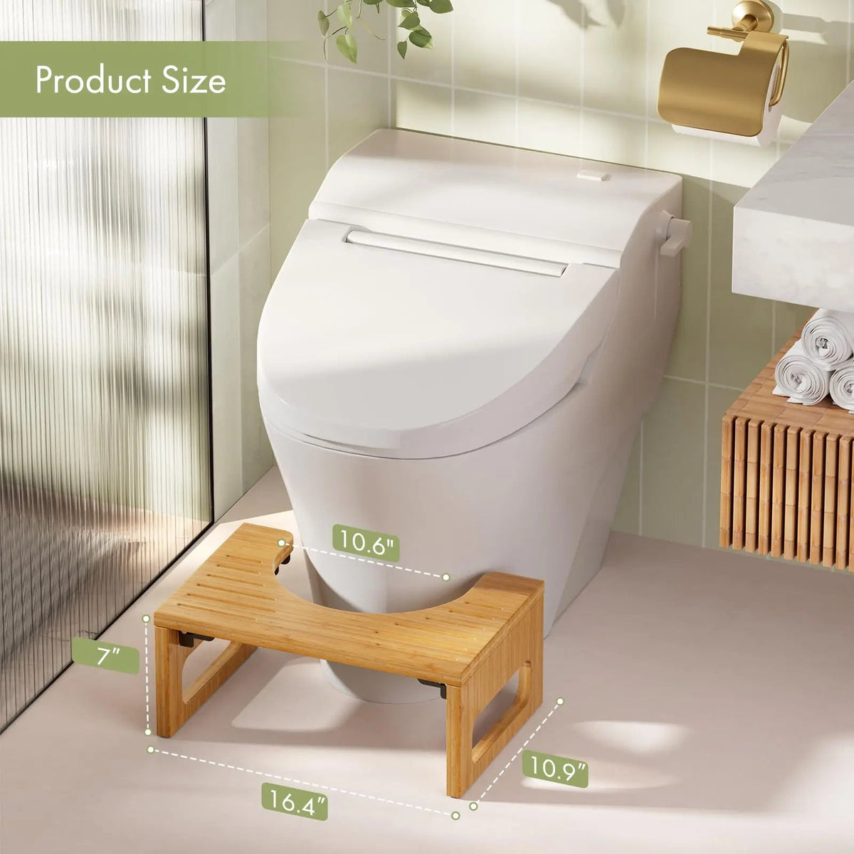 Opvouwbaar Toilethulpje Bamboe Antislip Voetenbankje Badkamer Houding Ondersteuning Compact Ergonomisch | Sulvida