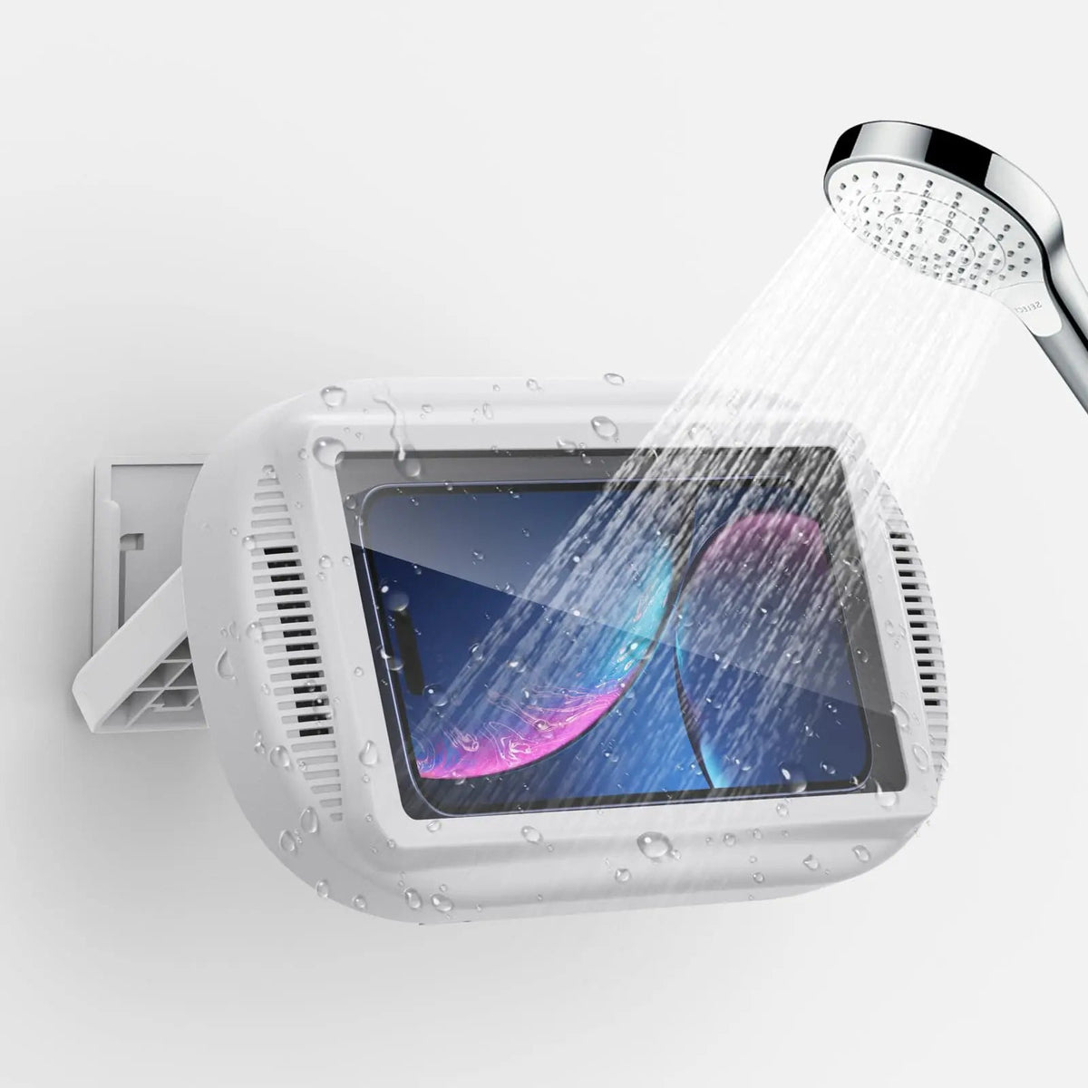 Waterdichte telefoonhouder voor douche met draaibare wandbeugel voor badkamer smartphone houder waterdicht | Sulvida