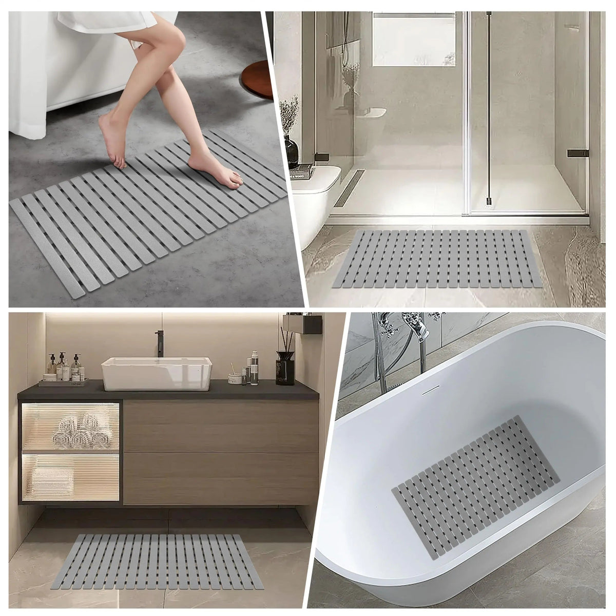 Antislip Badmat Siliconen met Zuignappen 40×63 cm Veilige Douchemat voor Badkamer Douchecabine Vloer | Sulvida