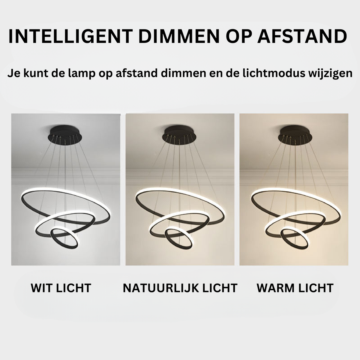 Design Kroonluchter Drie Ringen Zwart Wit Goud Dimbaar LED Modern Hanglamp Eetkamer Woonkamer Slaapkamer | Sulvida