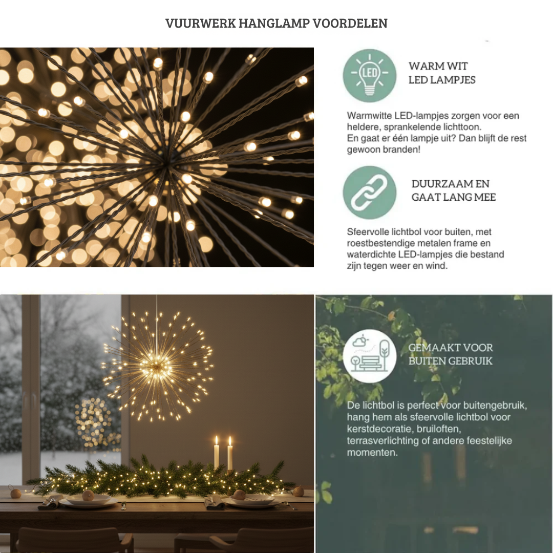 Decoratieve Hanglamp op Zonne-energie Buitenverlichting LED Lichteffecten Feest Tuin Terras Sfeerverlichting | Sulvida