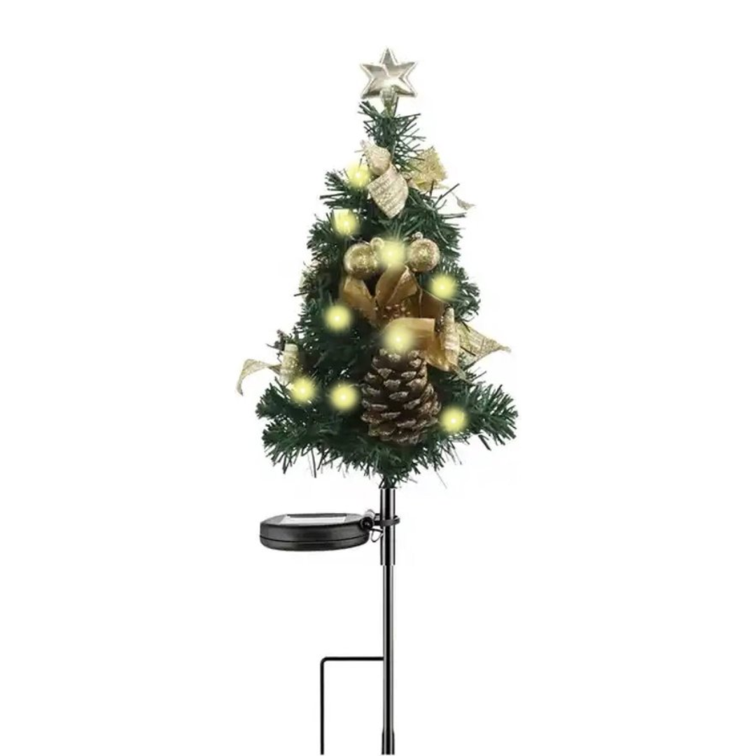 Decoratieve Kerstboom met Zonnepaneel 50cm LED Tuinverlichting Feestelijk Sfeerornament voor Buiten en Tuin | Sulvida