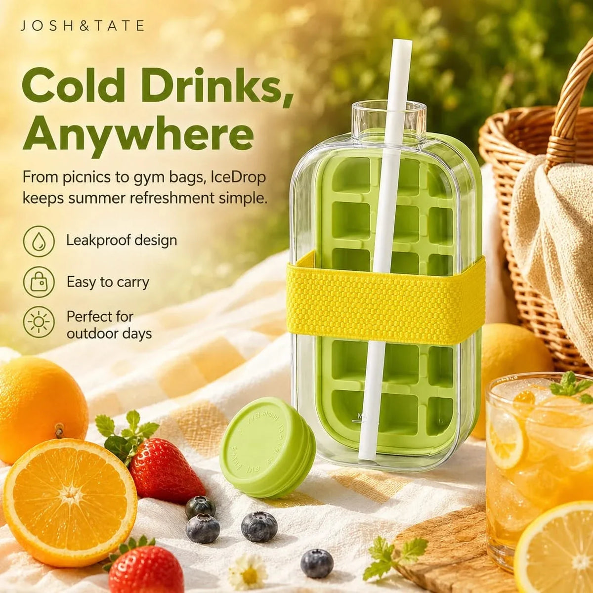 2-in-1 IJsblokjesvorm met Drinkfles – Vriesdispenser met Tuitje en Rietje 500ml 800ml voor Koude Drankjes | Sulvida