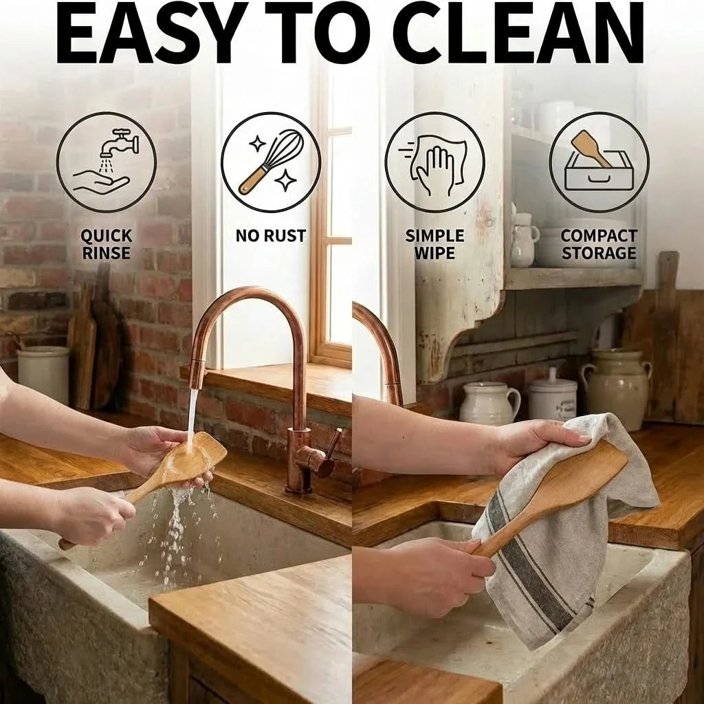 Teakhouten Keukengerei Set 7-delig Ecologisch Kookgereedschap Hittebestendig Antikleef Natuurlijk Hout | Sulvida