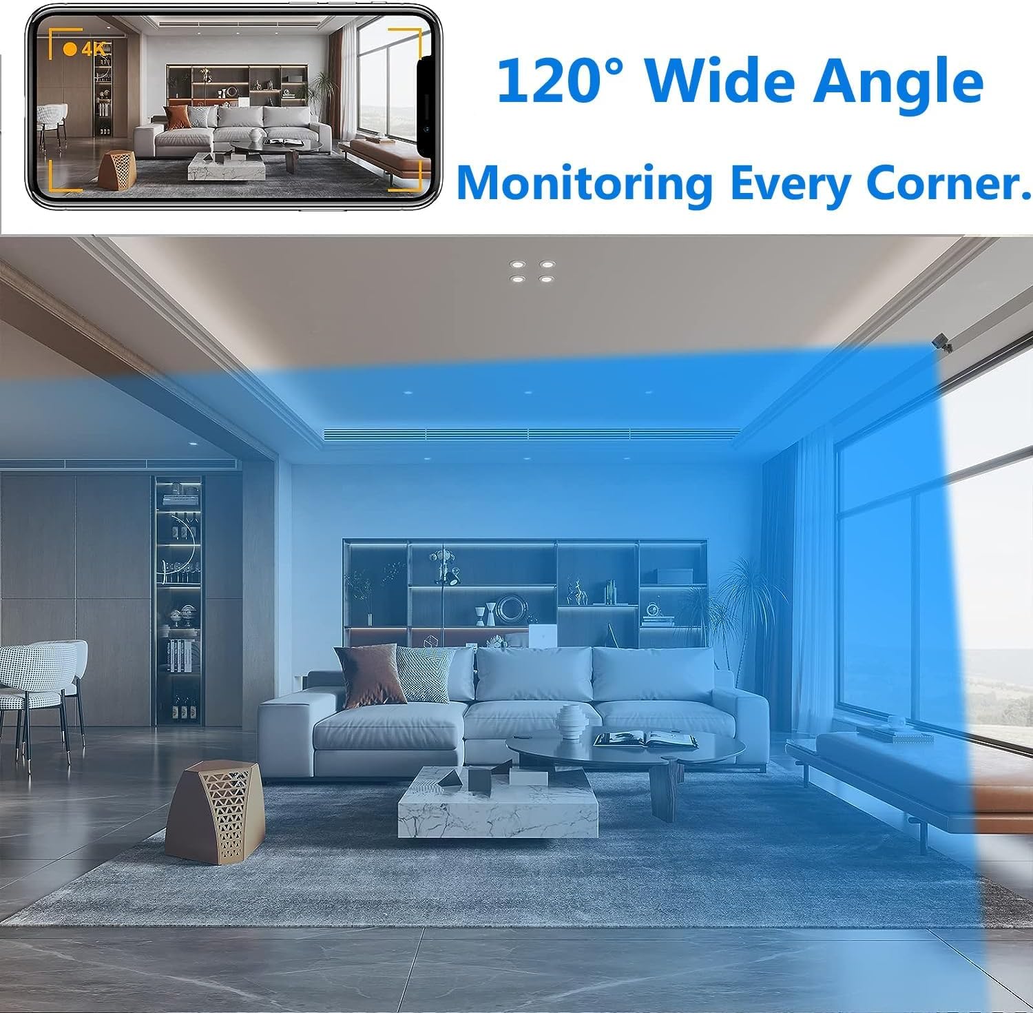 Draadloze beveiligingscamera met nachtzicht en bewegingsdetectie voor binnen | WiFi 1080p HD bewakingscamera met app-bediening en oplaadbare batterij | Compacte indoor security cam met live view en meldingen | Sulvida