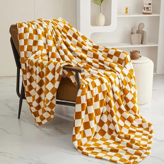 Geruit Plaid met Schaakbordpatroon – Zachte Wollen Deken voor Bank & Bed – Veelzijdige Decoratieve Woonplaid | Sulvida