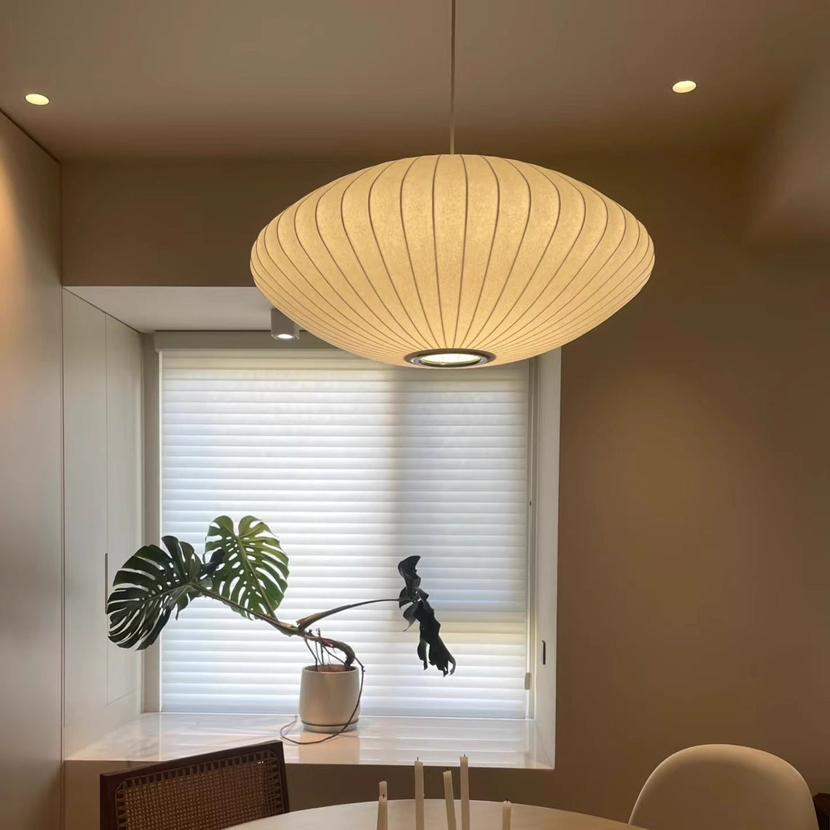Hanglamp Zijde Look Bol 30-70cm Plafondlamp Woonkamer Eetkamer Eettafel Plafondverlichting Sfeerverlichting | Sulvida