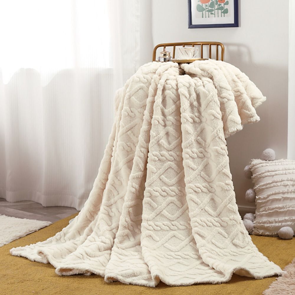 3D Fleece Plaid met Luxe Structuur Zachte Deken voor Bed Bank Woonkamer Wol-Effect Textuur Decoratief Slaapkamer | Sulvida