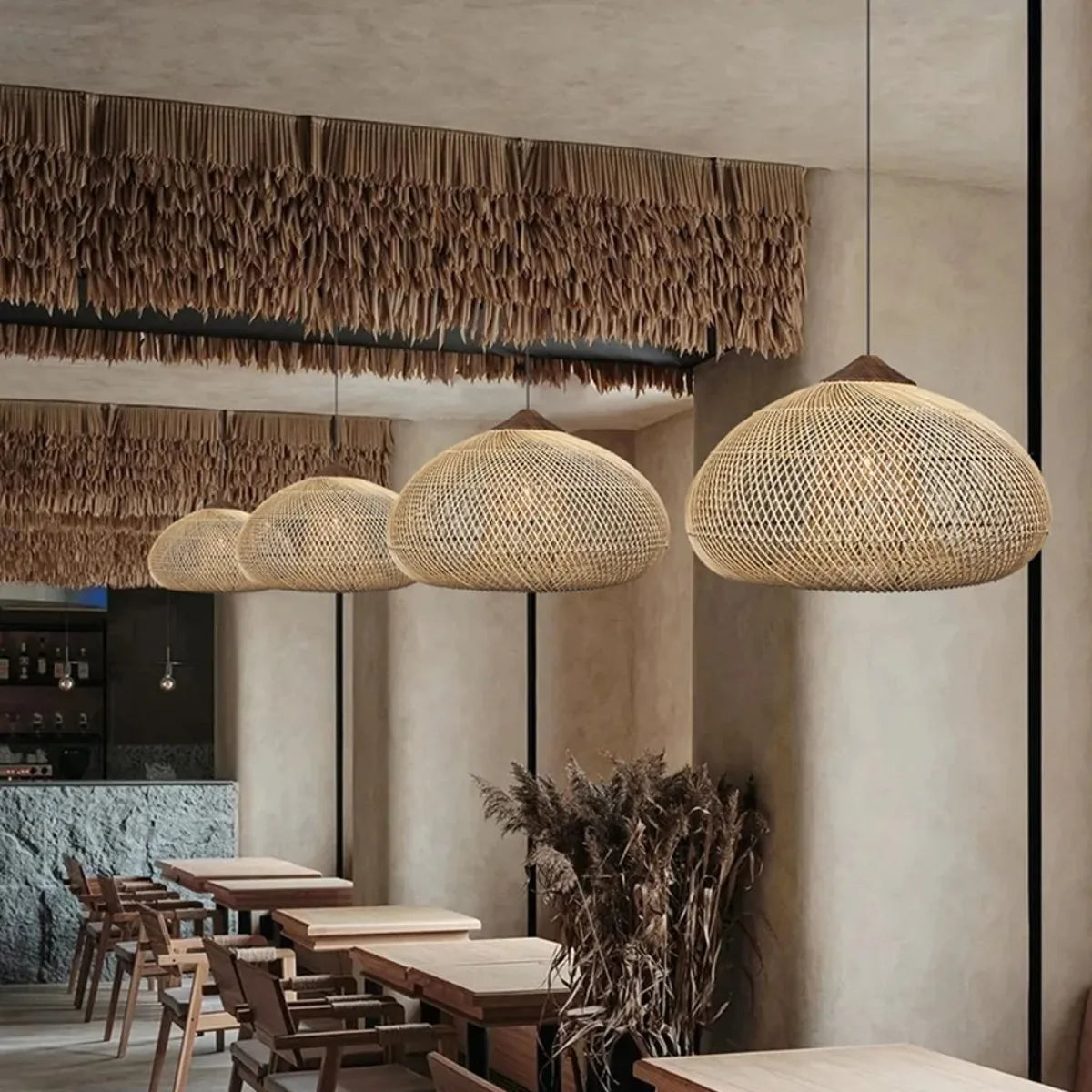 Gevlochten rotan hanglamp met verstelbare kabel natuurlijk woonlichtarmatuur sfeervol bohemian design | Sulvida