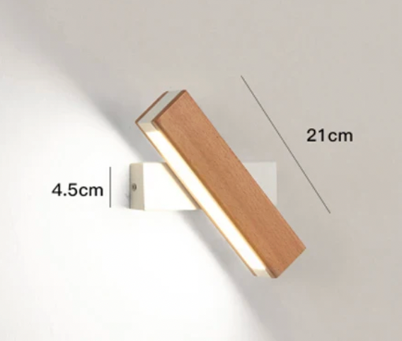 Draaibare wandlamp LED hout aluminium modern minimalistisch bedlamp leeslamp dimbaar zen sfeerlicht woonkamer | Sulvida