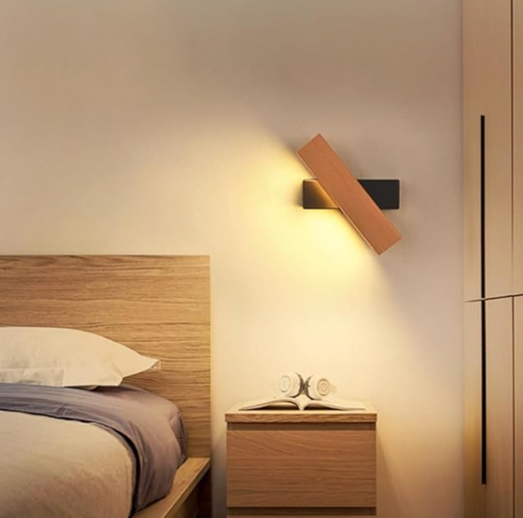 Draaibare wandlamp LED hout aluminium modern minimalistisch bedlamp leeslamp dimbaar zen sfeerlicht woonkamer | Sulvida