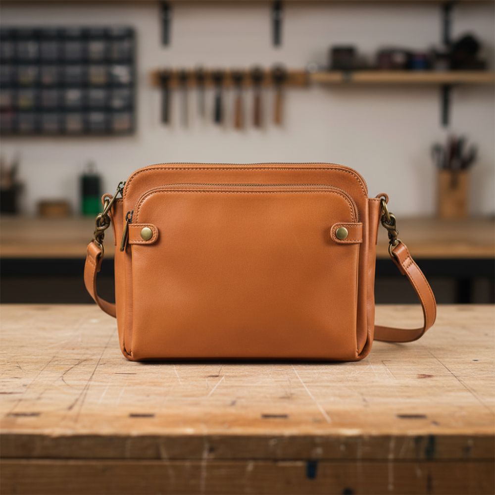 Schoudertas leer dames met portemonnee bruin klassiek groot formaat praktisch elegant luxe dagelijks gebruik | Sulvida