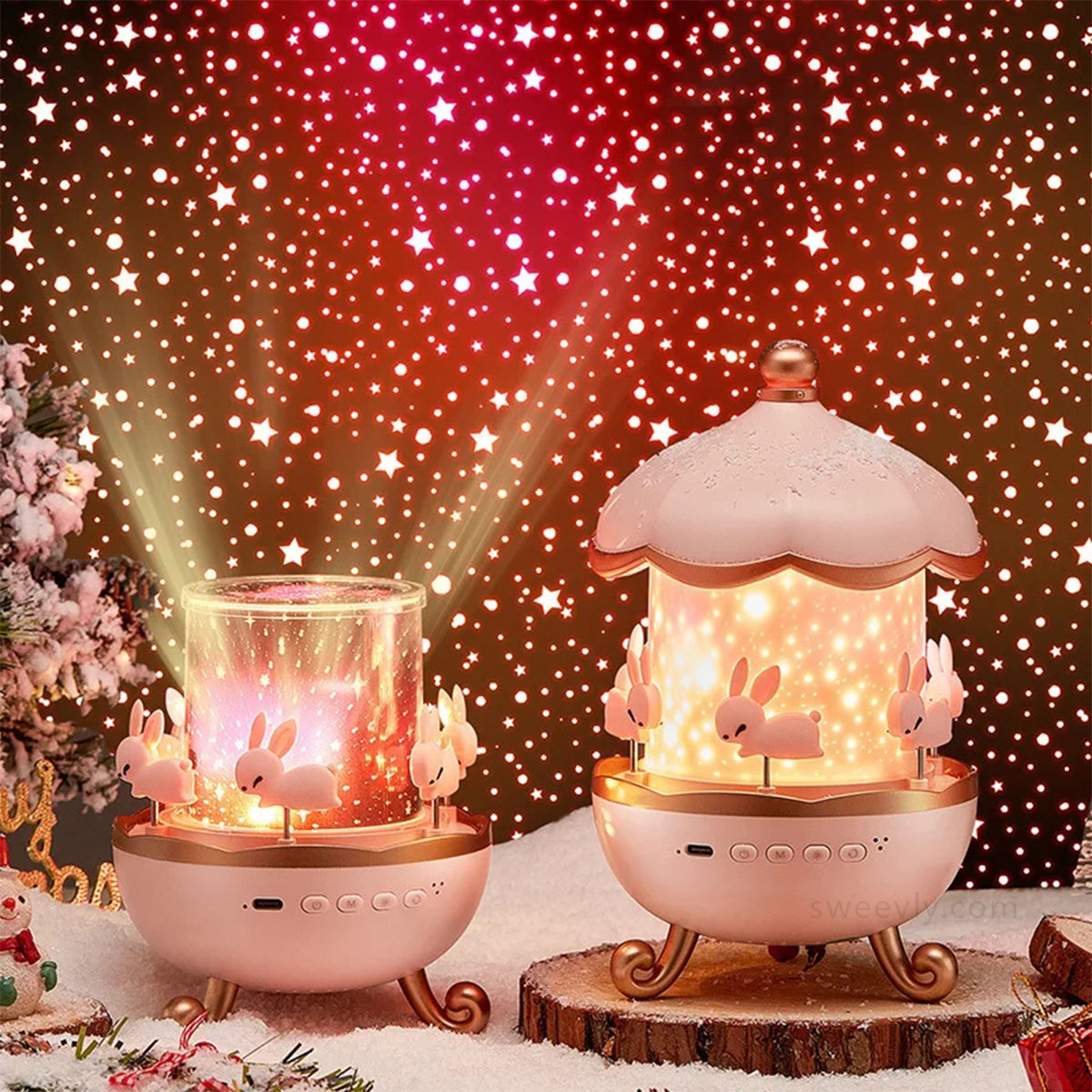 Projecteur veilleuse pour chambre d’enfant avec 12 thèmes, musique et minuterie, éclairage d’ambiance pour chambre et enfants | Sulvida