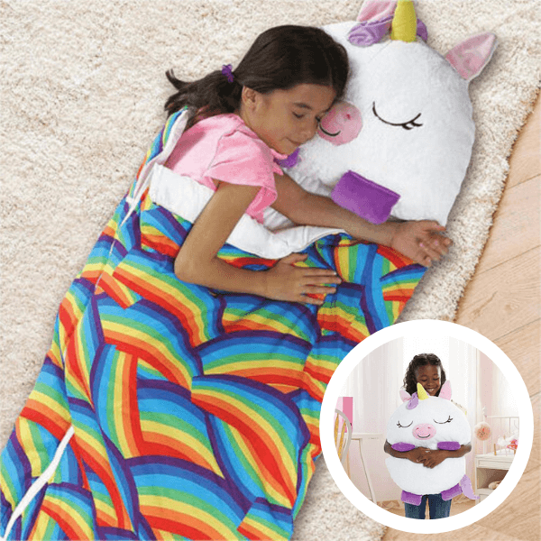 Knuffelslaapzak voor Kinderen – Haai, Eenhoorn, Panda & Meer – Zacht Warm Fleece – 3 Maten – Kamperen Logeren | Sulvida