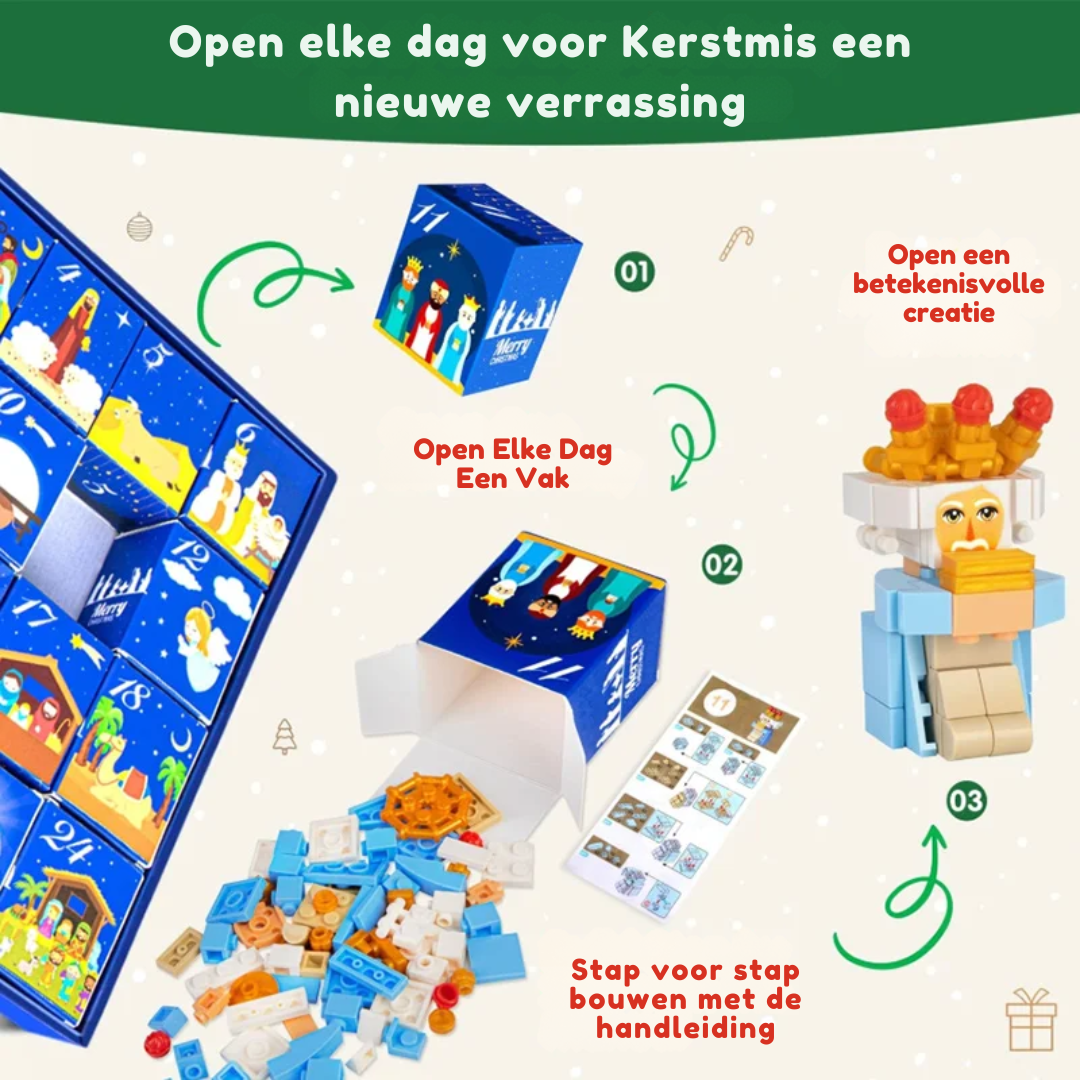 Kerststalfiguren Adventskalender 24 Miniaturen Geboorte Kerst Collectie Decoratie Traditioneel Nativity | Sulvida