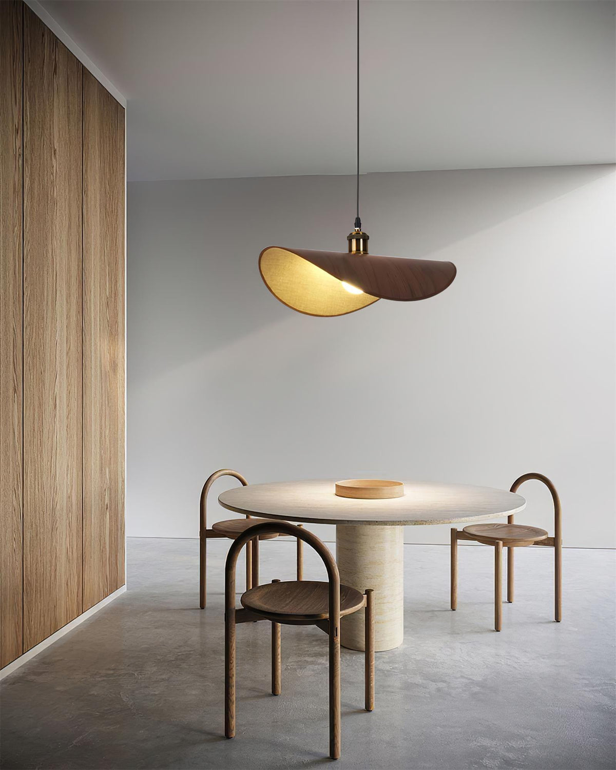 Hanglamp met Linnenkap en Houten Accenten Scandinavisch Design Dimbaar E27 Fitting voor Woonkamer Eetkamer | Sulvida