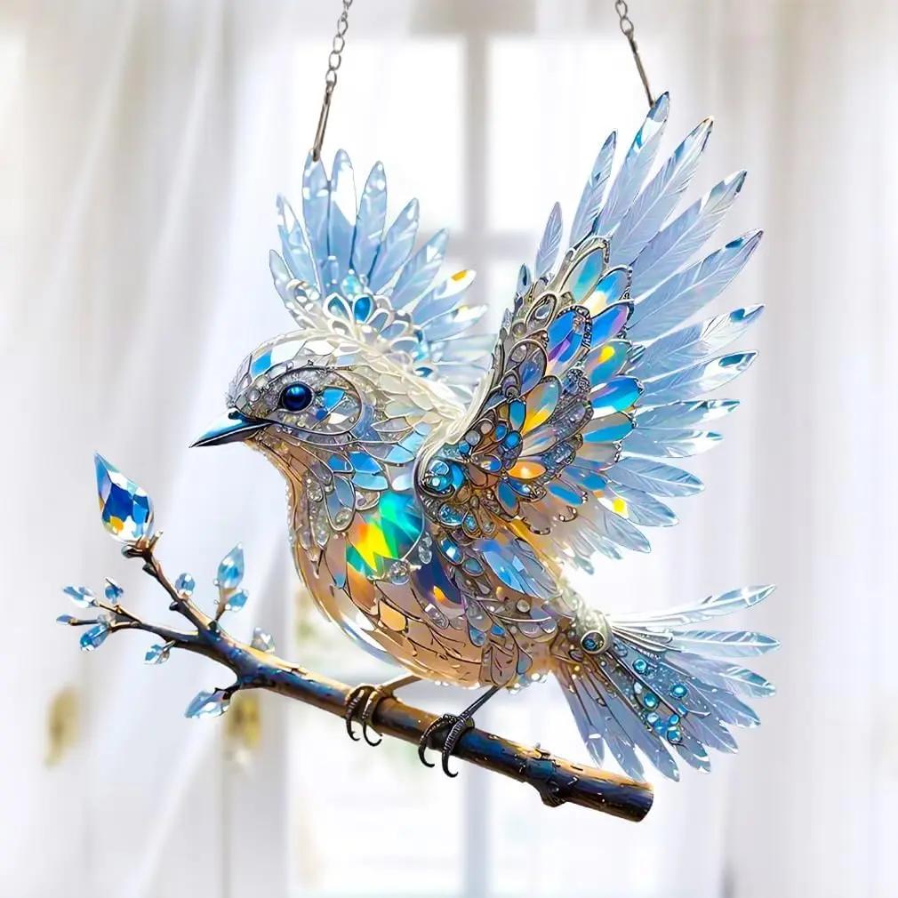 Acryl Vogel Raamdecoratie Transparant Lichtspel Venster Hangdecoratie Prisma Effect Figuurtje 2D Zonlicht | Sulvida