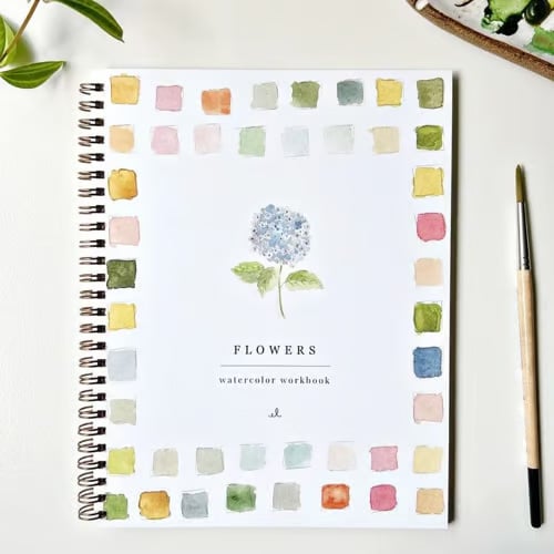 Aquarel Workbook voor Beginners — Stap-voor-Stap Schilderboek met Voorgedrukte Sjablonen en Aquarelverf | Sulvida