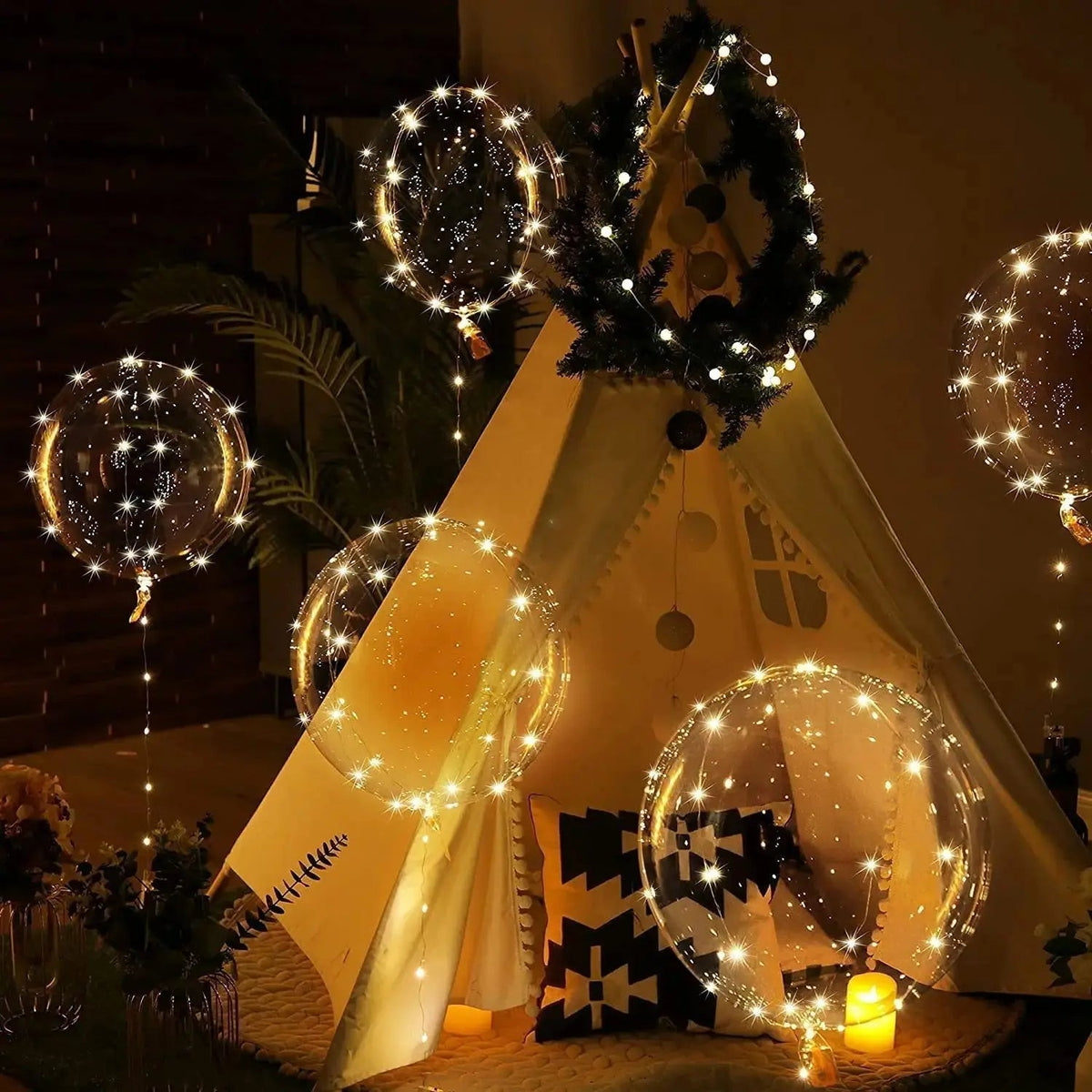 Transparante LED-ballonnen met warmwit licht feestdecoratie 45 cm herbruikbaar 10 stuks party verlichting | Sulvida