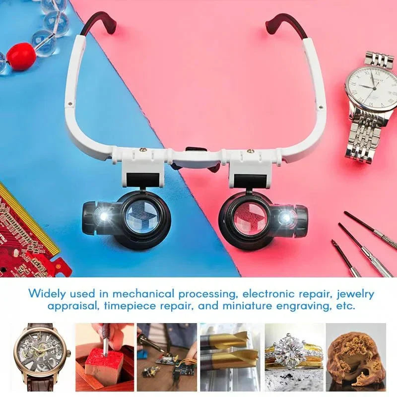 LED Vergrootglasbril 8× 15× 23× Handen Vrij | Precisiewerk Hobby Juwelier Elektronica Reparatie Handwerk | Sulvida