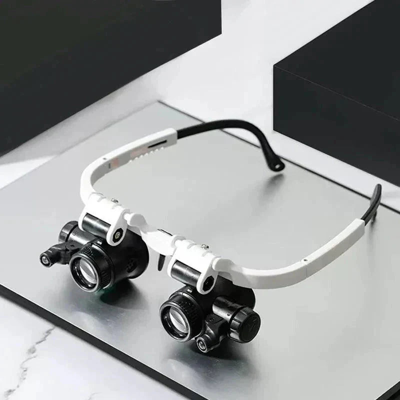 Loupe frontale avec éclairage LED, grossissement 8x, 15x, 23x, pour bijoutiers, horlogers et travaux de précision | Sulvida