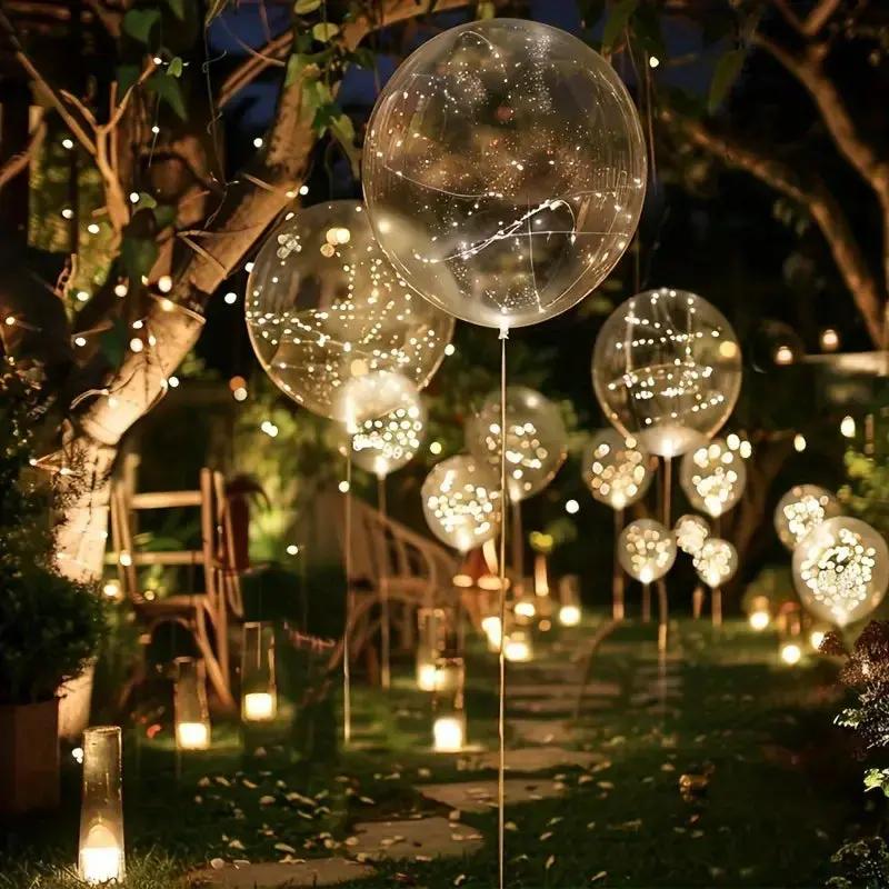 Ballons lumineux à LED transparents, lumière blanc chaud, pour fêtes et décoration, réutilisables, ambiance | Sulvida
