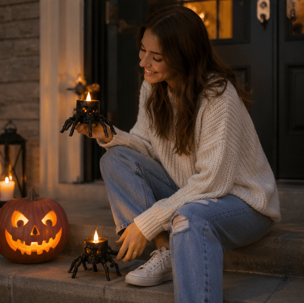 LED Schedel Kaarslicht Set Skelethand Zwart Halloween Nachtlampje Spookhuisdecoratie Feestverlichting | Sulvida