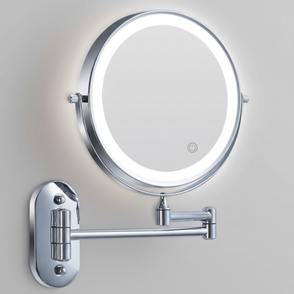 Vergrotende Make-upspiegel met LED-verlichting Dimbaar Oplaadbaar Chroom Zwart Beauty Cosmetica Badkamer | Sulvida